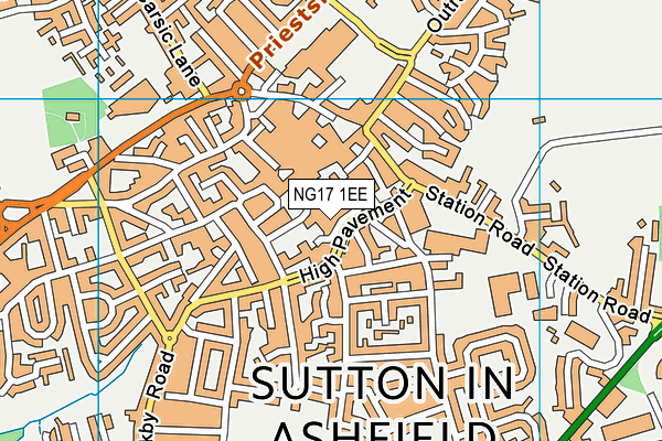 Sutton Community Academy map (NG17 1EE) - OS VectorMap District (Ordnance Survey)