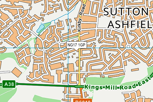 NG17 1GP map - OS VectorMap District (Ordnance Survey)