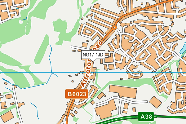 NG17 1JD map - OS VectorMap District (Ordnance Survey)