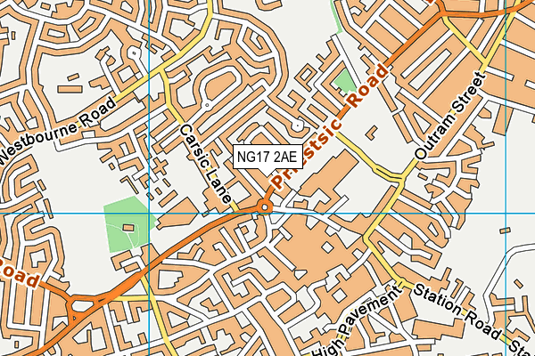 NG17 2AE map - OS VectorMap District (Ordnance Survey)