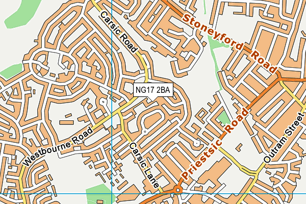 NG17 2BA map - OS VectorMap District (Ordnance Survey)