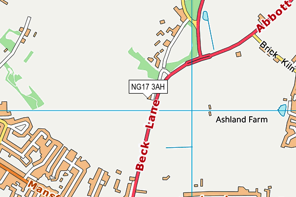 NG17 3AH map - OS VectorMap District (Ordnance Survey)