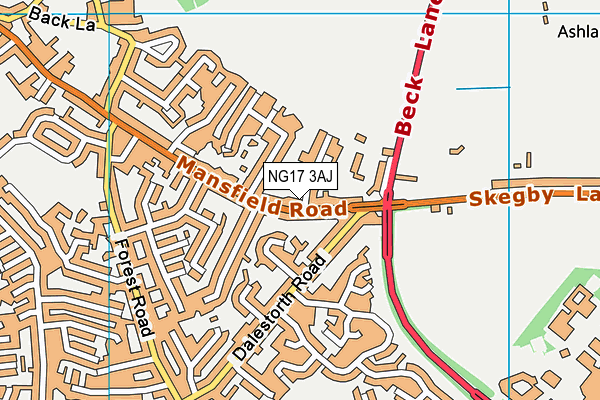 NG17 3AJ map - OS VectorMap District (Ordnance Survey)