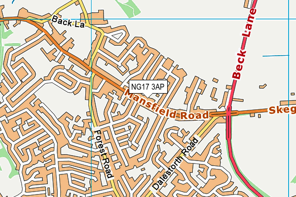 NG17 3AP map - OS VectorMap District (Ordnance Survey)