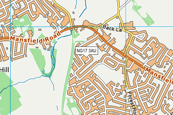 NG17 3AU map - OS VectorMap District (Ordnance Survey)