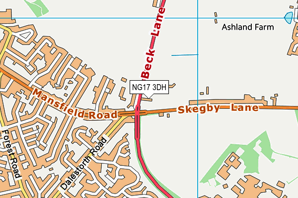 NG17 3DH map - OS VectorMap District (Ordnance Survey)