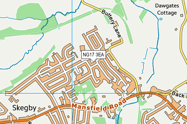 NG17 3EA map - OS VectorMap District (Ordnance Survey)