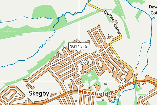 NG17 3FG map - OS VectorMap District (Ordnance Survey)