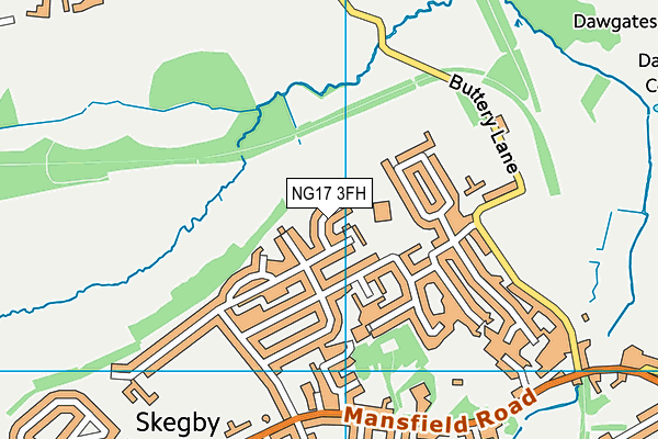 Daneswood Junior School (Closed) map (NG17 3FH) - OS VectorMap District (Ordnance Survey)