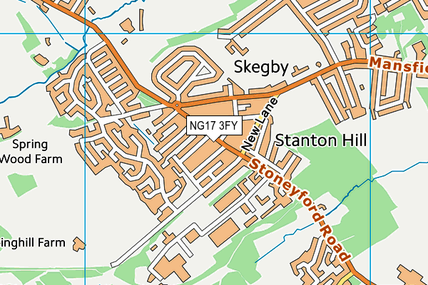 NG17 3FY map - OS VectorMap District (Ordnance Survey)