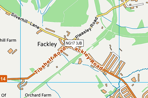 NG17 3JB map - OS VectorMap District (Ordnance Survey)