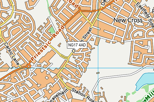 NG17 4AD map - OS VectorMap District (Ordnance Survey)