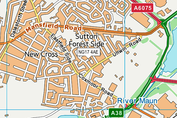 NG17 4AE map - OS VectorMap District (Ordnance Survey)