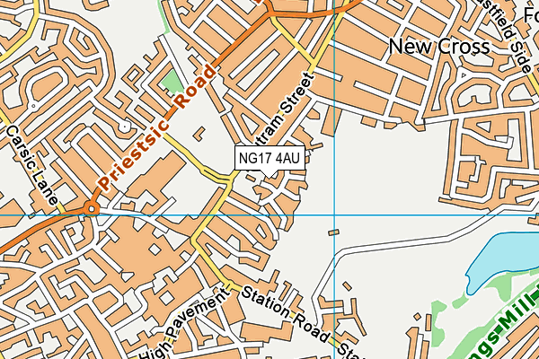 NG17 4AU map - OS VectorMap District (Ordnance Survey)