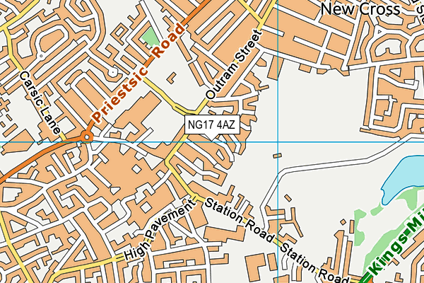 NG17 4AZ map - OS VectorMap District (Ordnance Survey)