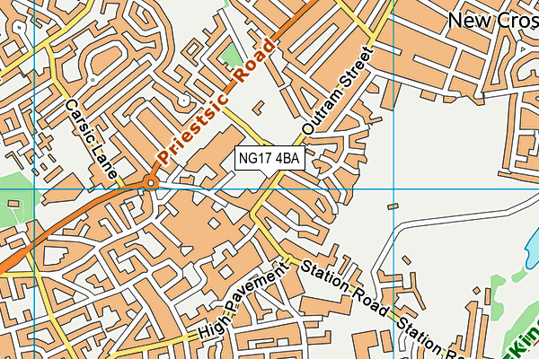 Premier Fitness Club (Closed) map (NG17 4BA) - OS VectorMap District (Ordnance Survey)