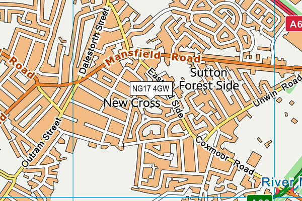 NG17 4GW map - OS VectorMap District (Ordnance Survey)