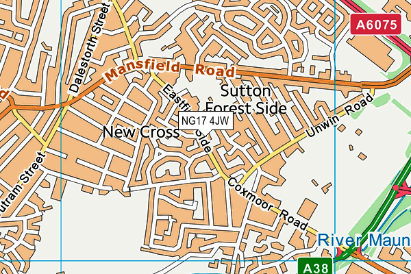 NG17 4JW map - OS VectorMap District (Ordnance Survey)