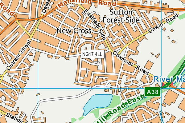 NG17 4LL map - OS VectorMap District (Ordnance Survey)