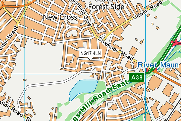 NG17 4LN map - OS VectorMap District (Ordnance Survey)