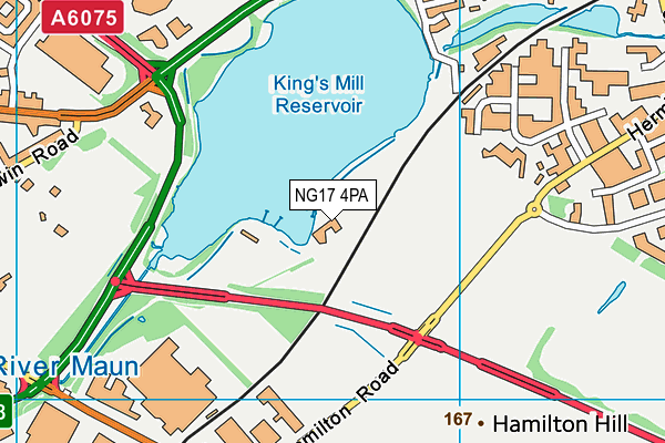 NG17 4PA map - OS VectorMap District (Ordnance Survey)