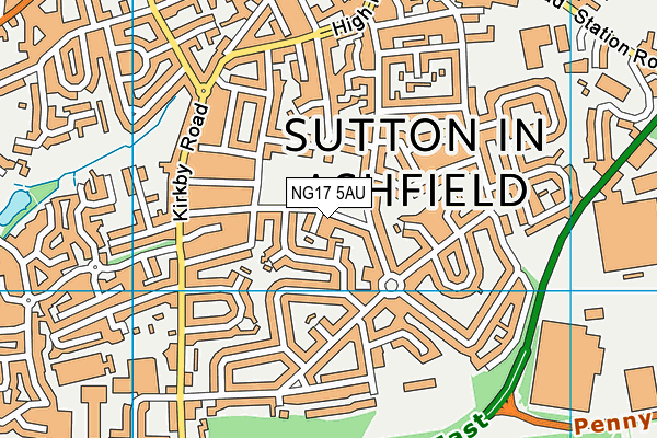 NG17 5AU map - OS VectorMap District (Ordnance Survey)