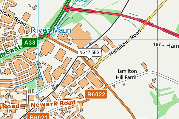 NG17 5ES map - OS VectorMap District (Ordnance Survey)