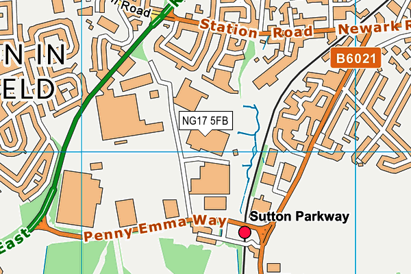 NG17 5FB map - OS VectorMap District (Ordnance Survey)