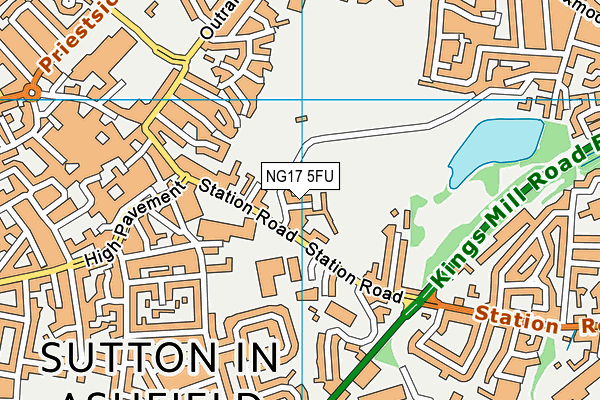 Sutton Lawn Pleasure Ground map (NG17 5FU) - OS VectorMap District (Ordnance Survey)