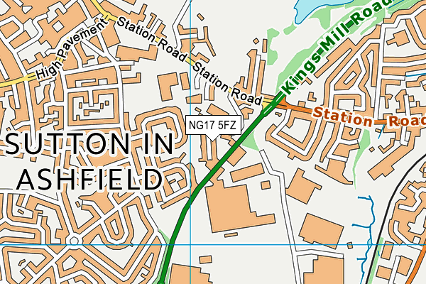 NG17 5FZ map - OS VectorMap District (Ordnance Survey)