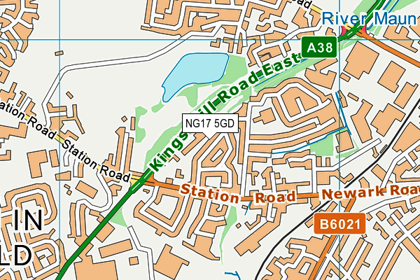 NG17 5GD map - OS VectorMap District (Ordnance Survey)