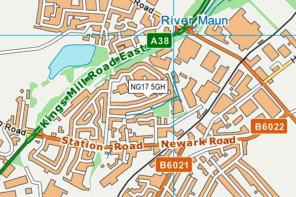 NG17 5GH map - OS VectorMap District (Ordnance Survey)