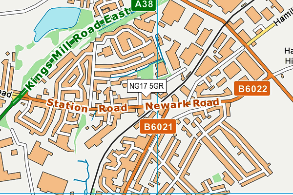 NG17 5GR map - OS VectorMap District (Ordnance Survey)