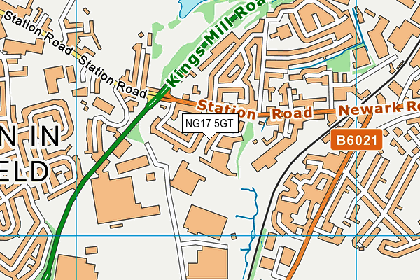 NG17 5GT map - OS VectorMap District (Ordnance Survey)