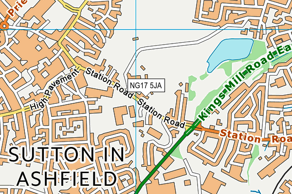 NG17 5JA map - OS VectorMap District (Ordnance Survey)