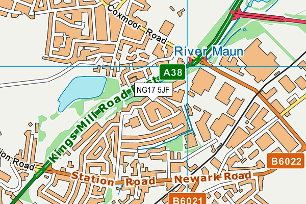 NG17 5JF map - OS VectorMap District (Ordnance Survey)