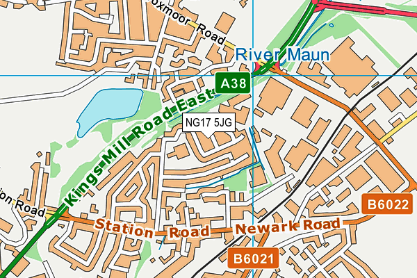 NG17 5JG map - OS VectorMap District (Ordnance Survey)