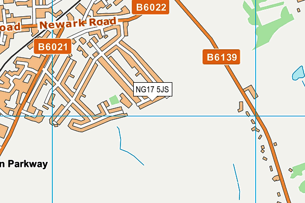 NG17 5JS map - OS VectorMap District (Ordnance Survey)