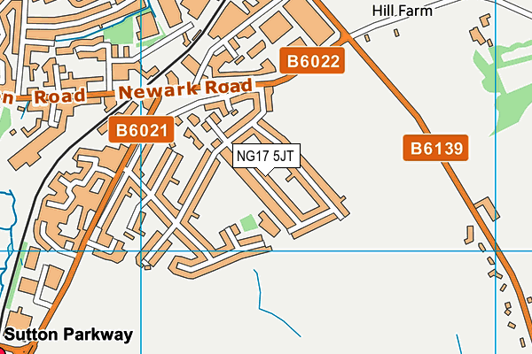 NG17 5JT map - OS VectorMap District (Ordnance Survey)
