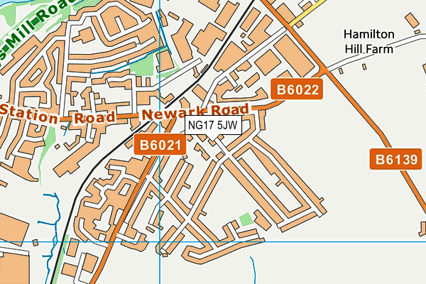 NG17 5JW map - OS VectorMap District (Ordnance Survey)