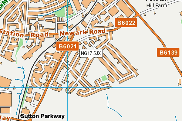 NG17 5JX map - OS VectorMap District (Ordnance Survey)