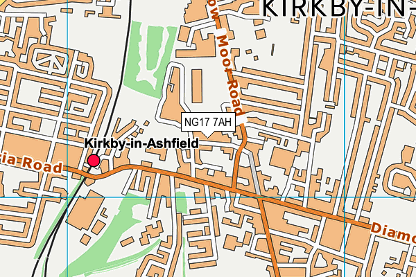 NG17 7AH map - OS VectorMap District (Ordnance Survey)