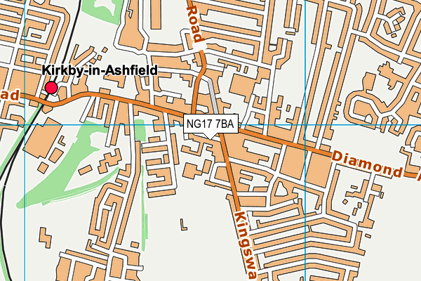 NG17 7BA map - OS VectorMap District (Ordnance Survey)