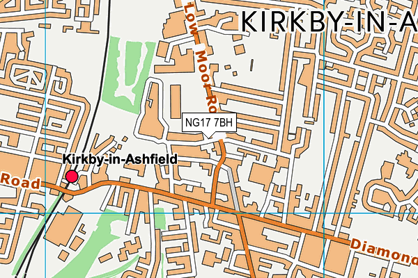 NG17 7BH map - OS VectorMap District (Ordnance Survey)