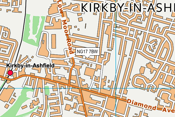 NG17 7BW map - OS VectorMap District (Ordnance Survey)