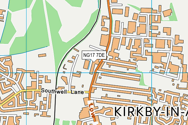 NG17 7DE map - OS VectorMap District (Ordnance Survey)