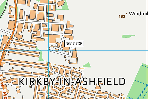 NG17 7DF map - OS VectorMap District (Ordnance Survey)