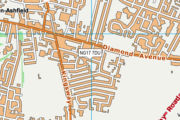 NG17 7DU map - OS VectorMap District (Ordnance Survey)