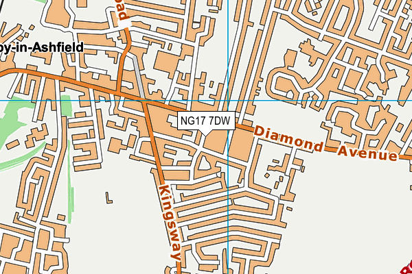 NG17 7DW map - OS VectorMap District (Ordnance Survey)