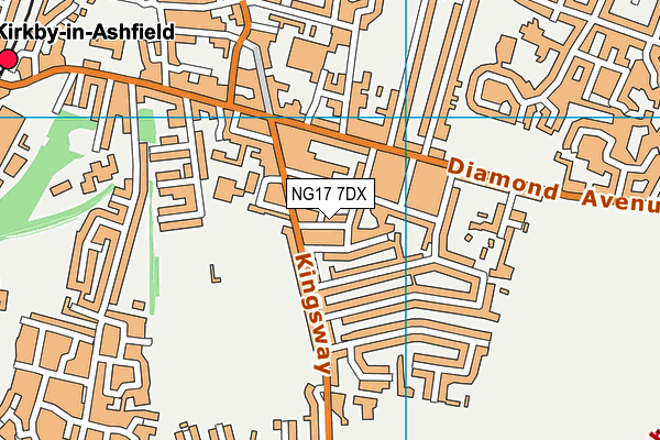 NG17 7DX map - OS VectorMap District (Ordnance Survey)